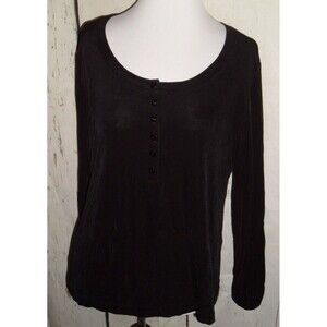 Chicos travelers Size 3 black gathered slv acetate faceted button blouse tunic